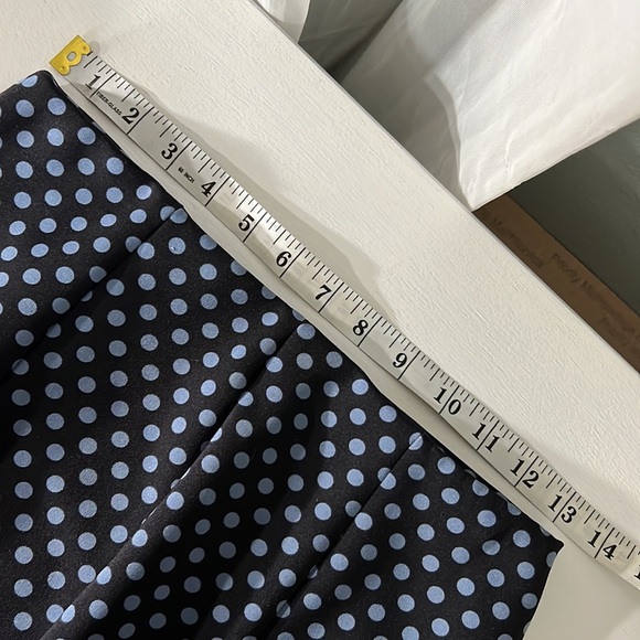 Zara Black&Blue Polka Dot Midi Stretchy Pencil Skirt Sz. XS black label - Picture 6 of 13